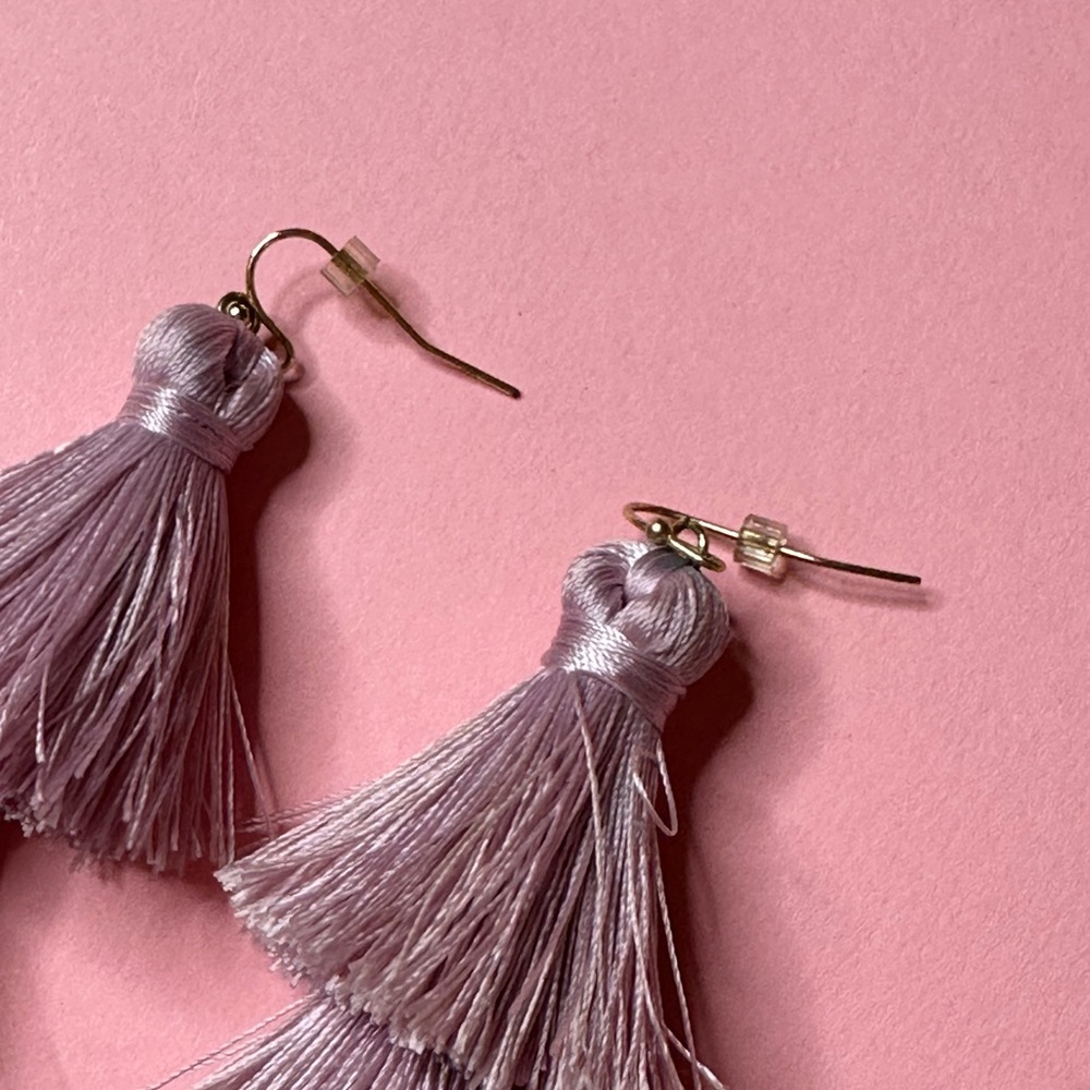 Lavender tassel earrings - Picture 3 of 7